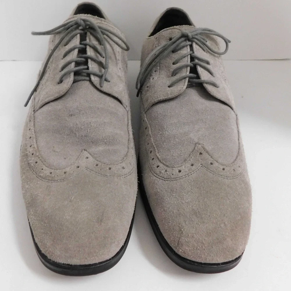 Hugo Boss Black Label Matano Medium Gray Suede Wingtip‎ Lace-Up Shoes  13